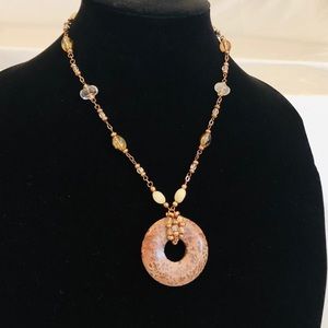 Lia Sophia Stone and Bead Necklace Crystal Accents